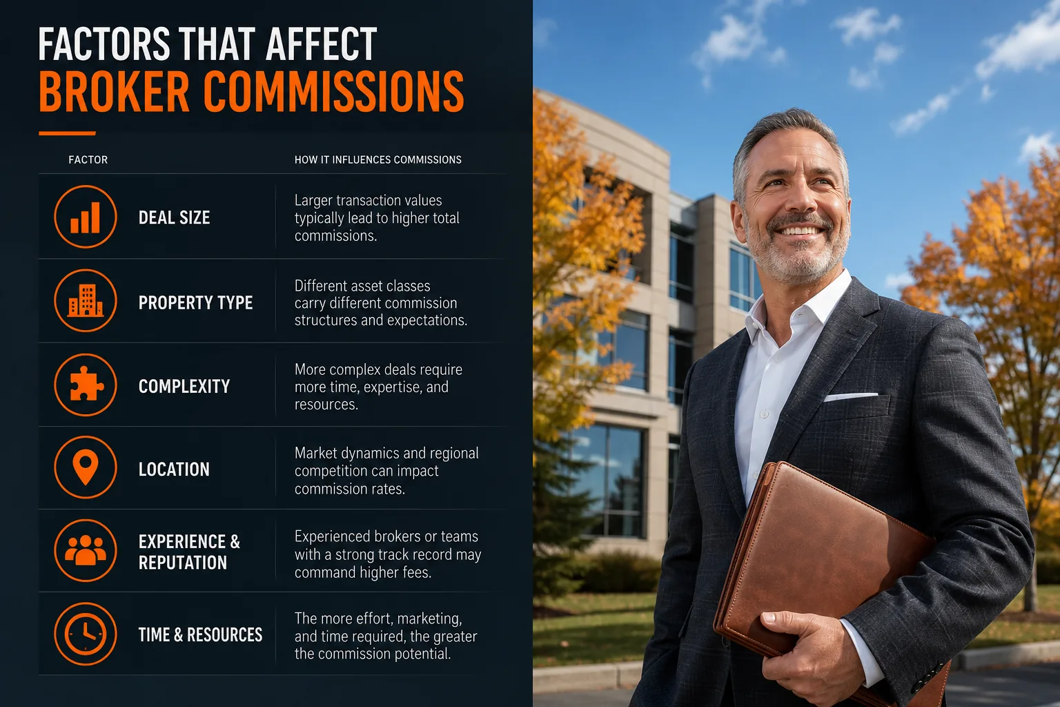 Influences on commercial real estate broker fee