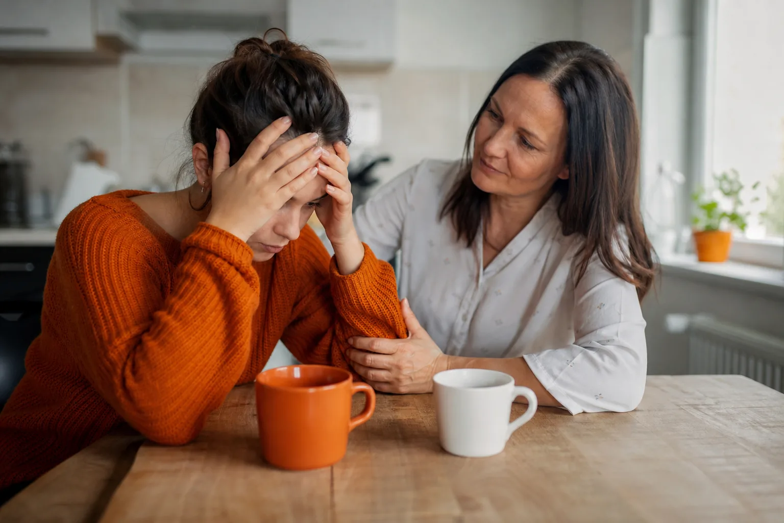Anxiety and self‑worth interaction in a home setting.