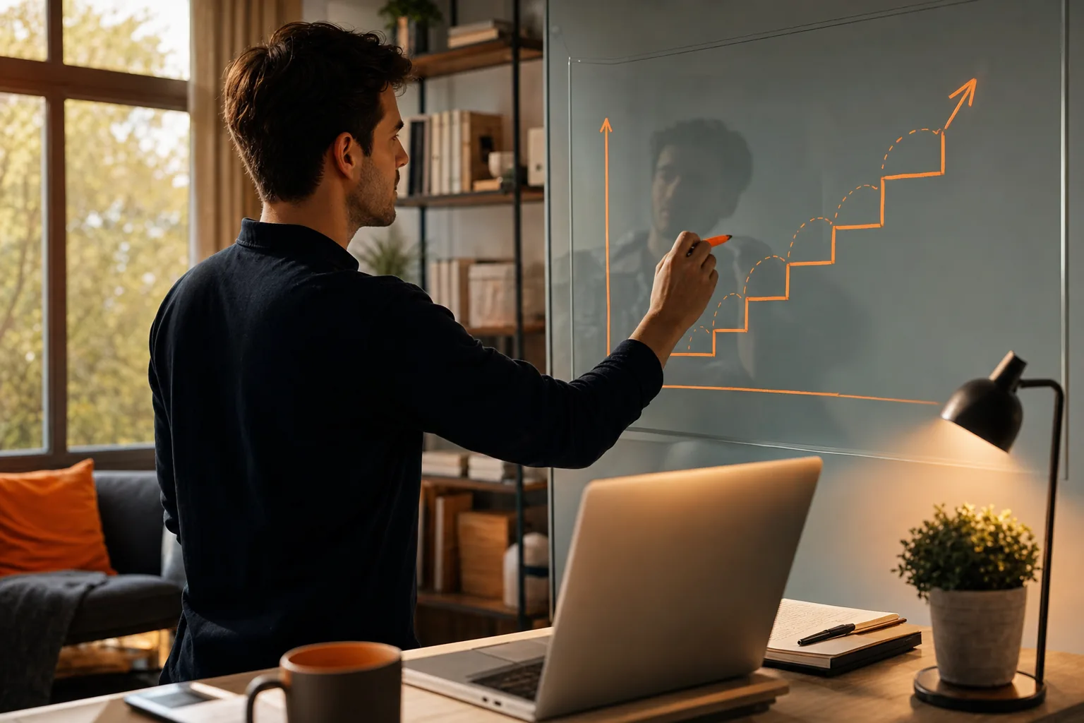 SaaS founder mapping a growth plan from $10K to $50K MRR