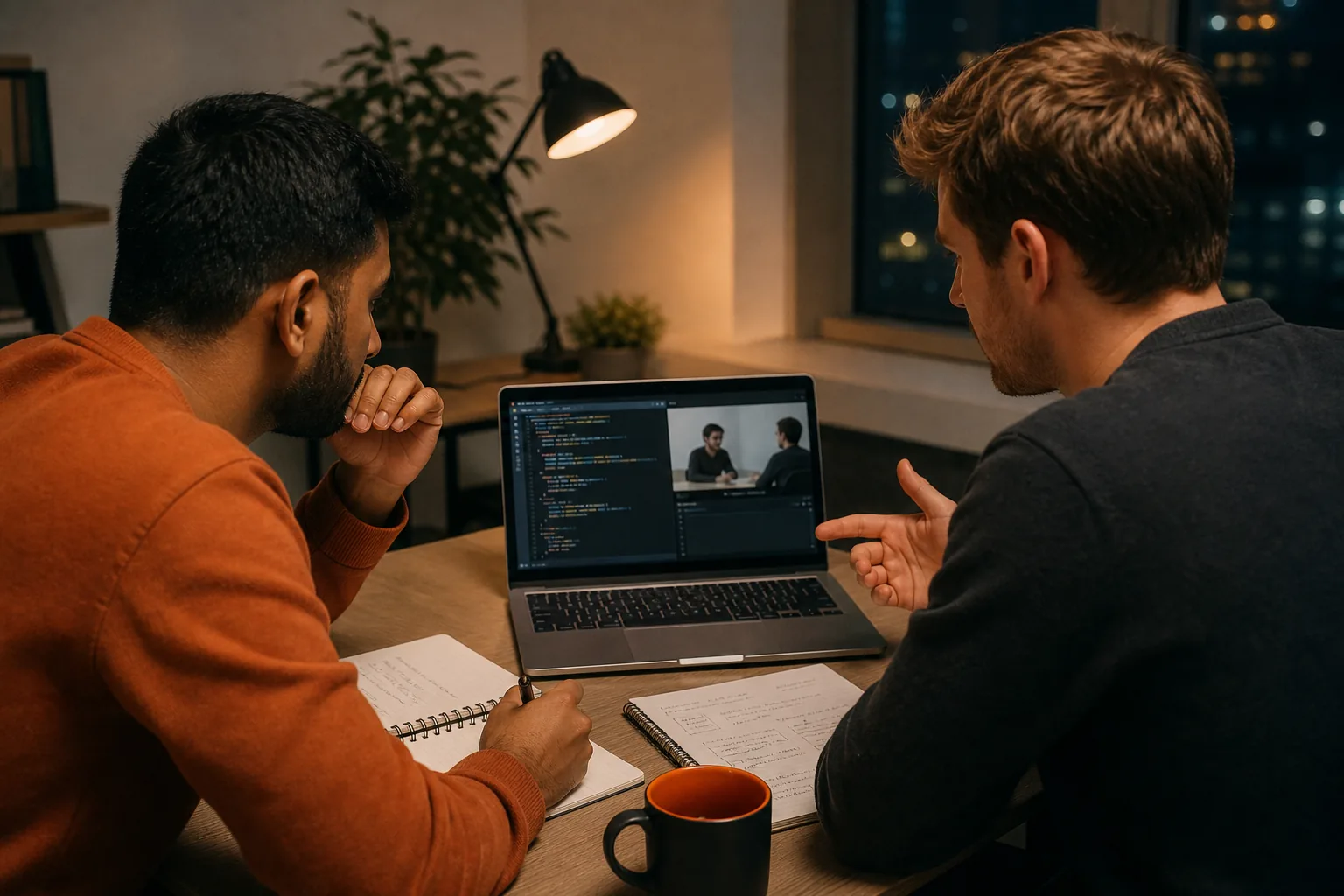 Reviewing a pair programming interview recording and coding feedback