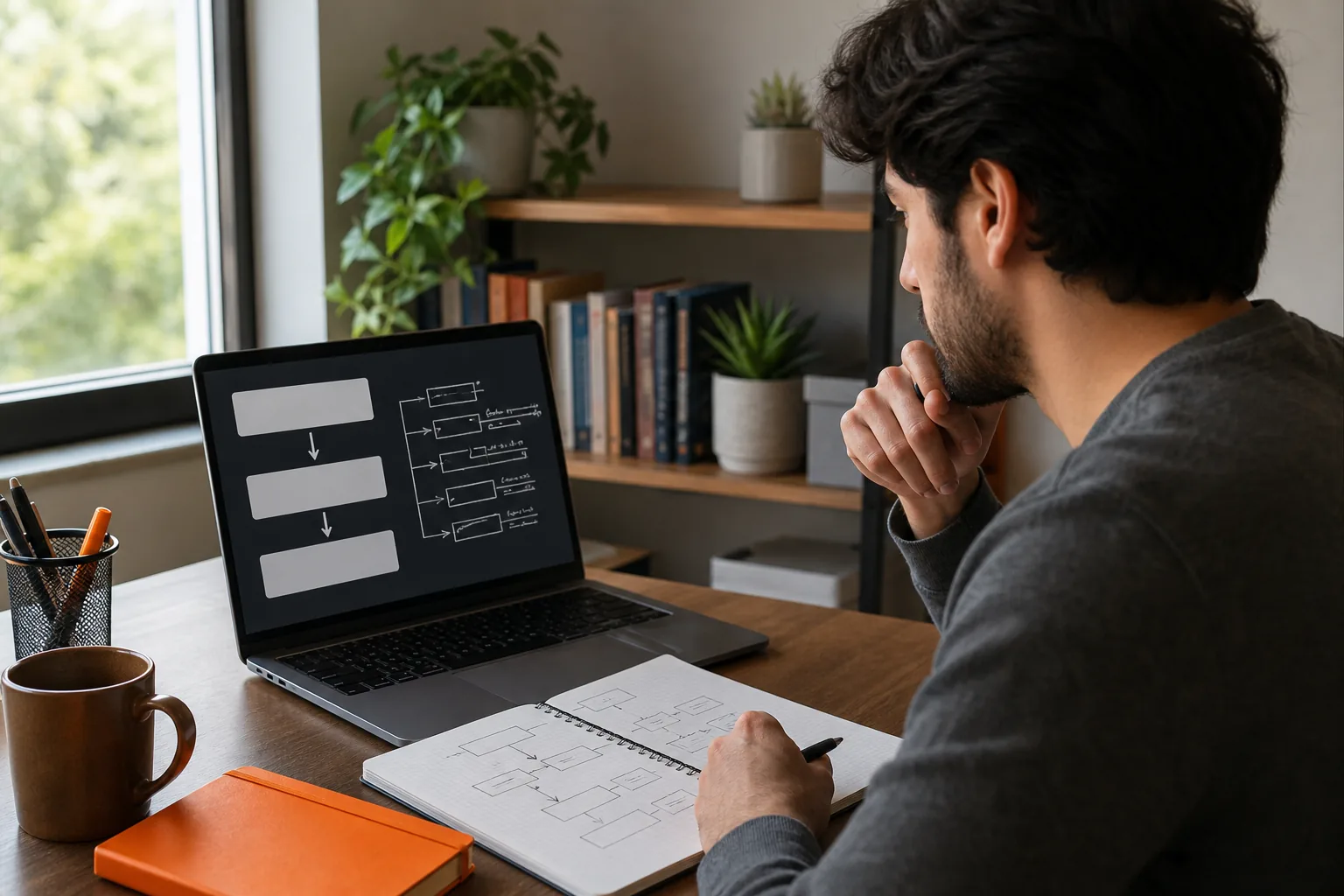 Software engineer practicing API design interview questions with guided prompts