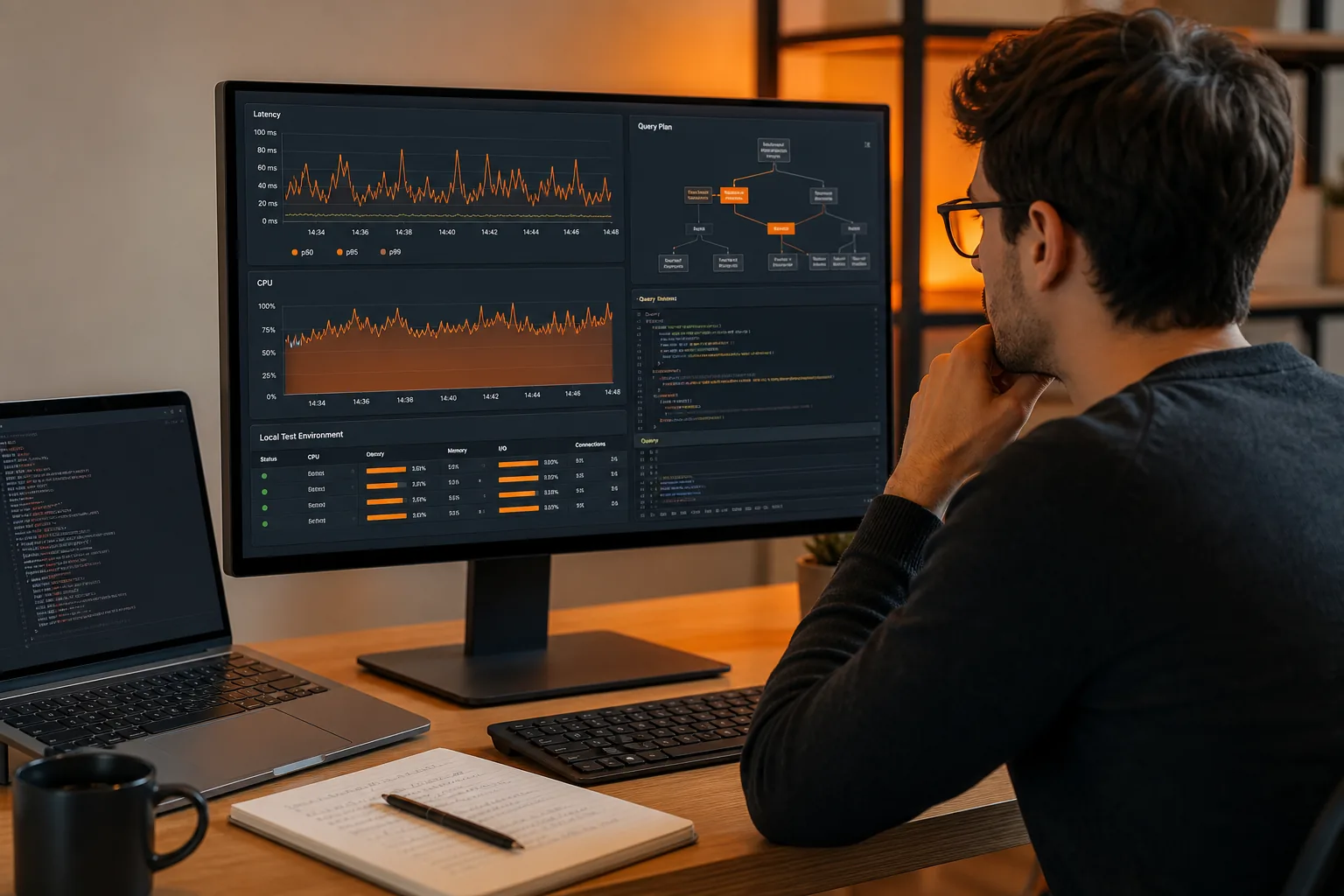 Database scaling benchmark dashboard for single database baseline testing