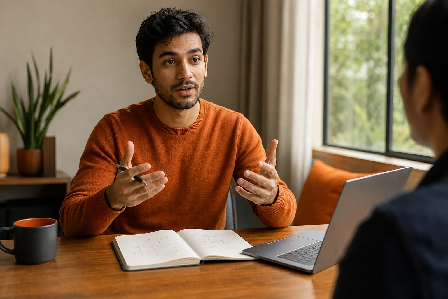 Engineer practicing deeper answers to coding interview follow-up questions.