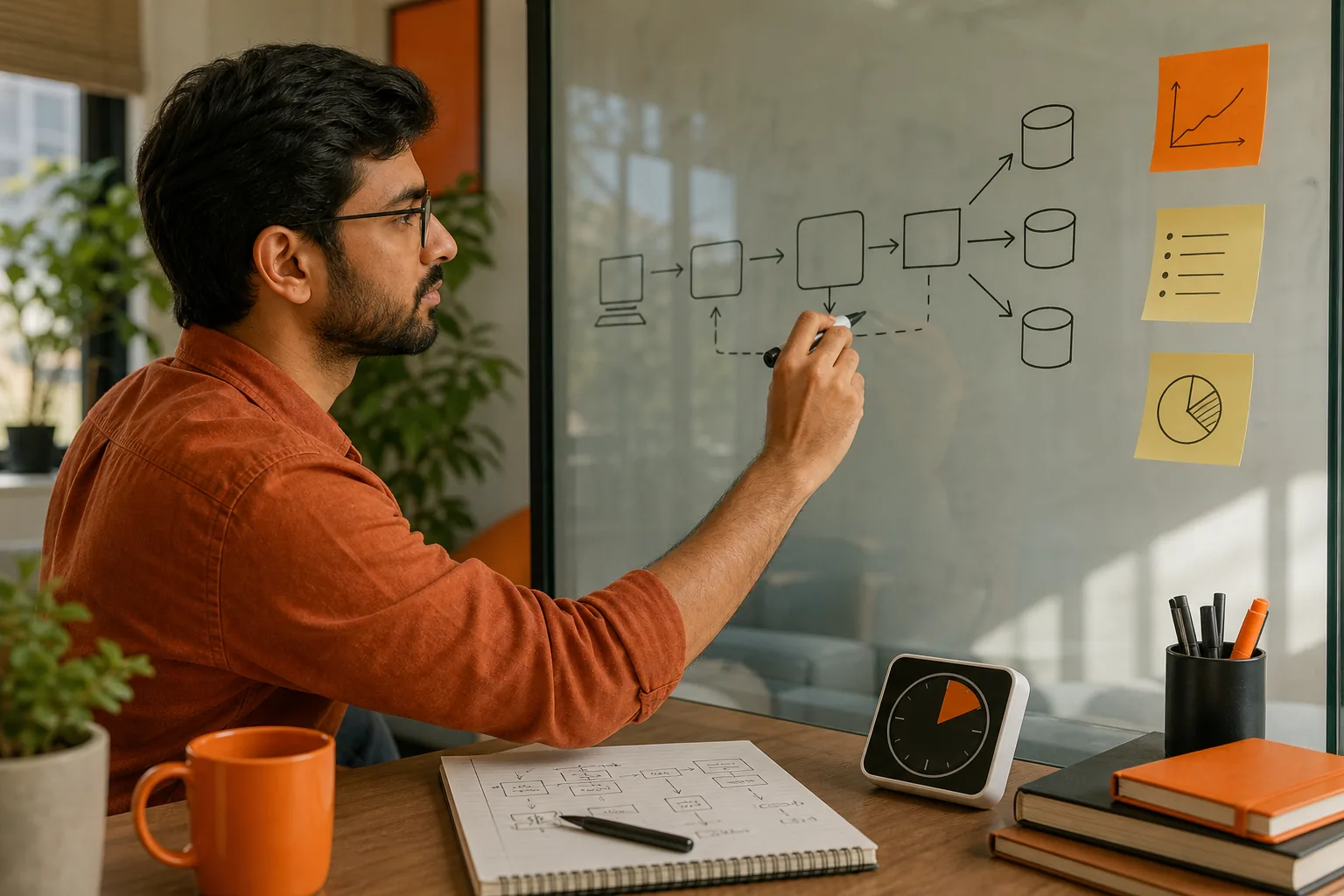 Engineer setting up an interactive API scaling interview prompt.