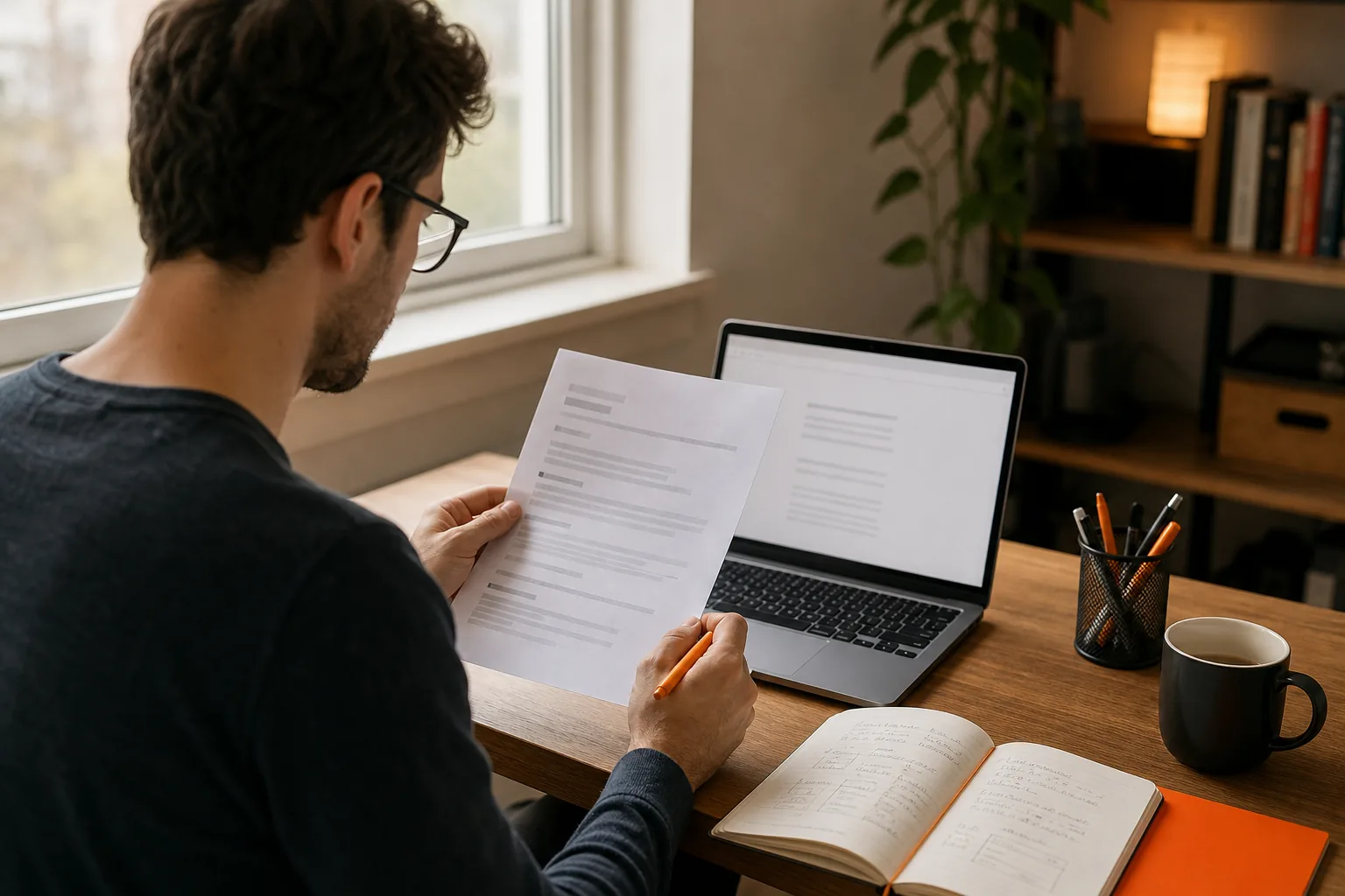 Software engineer sorting resume experience and skills for interview practice.