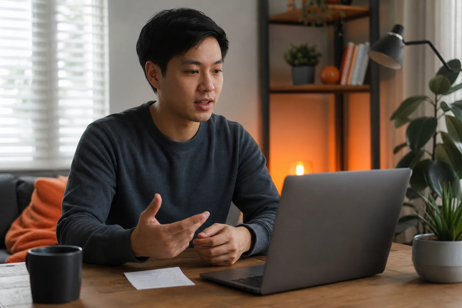 Engineer rehearsing a focused tell me about yourself answer from resume notes.