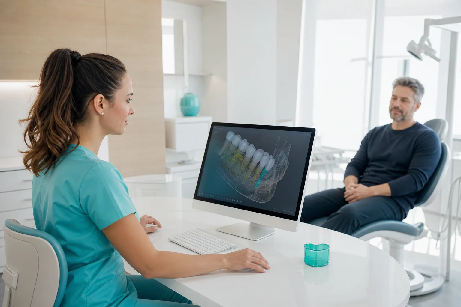 Digitale Planung und Behandlungsschritte vor einem Zirkonium-Implantat in Österreich.