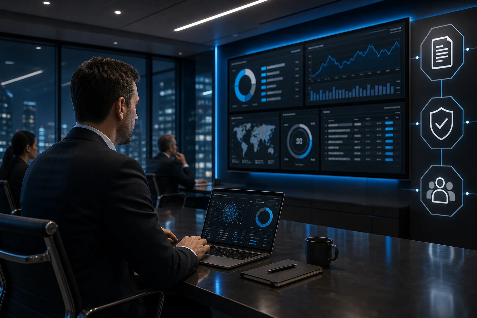 Visual of AI governance practice with IT support.