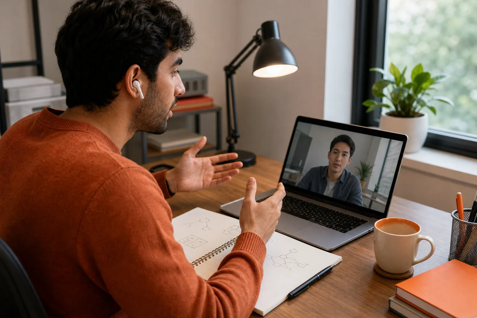 Engineer practicing coding interview problems aloud during a timed mock interview.
