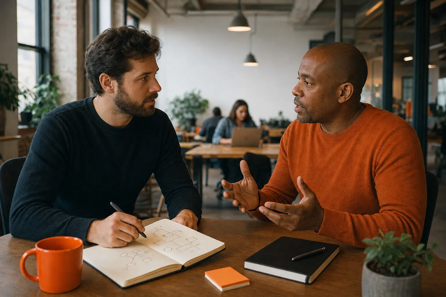 SaaS founder interviewing a potential customer to validate a product idea.