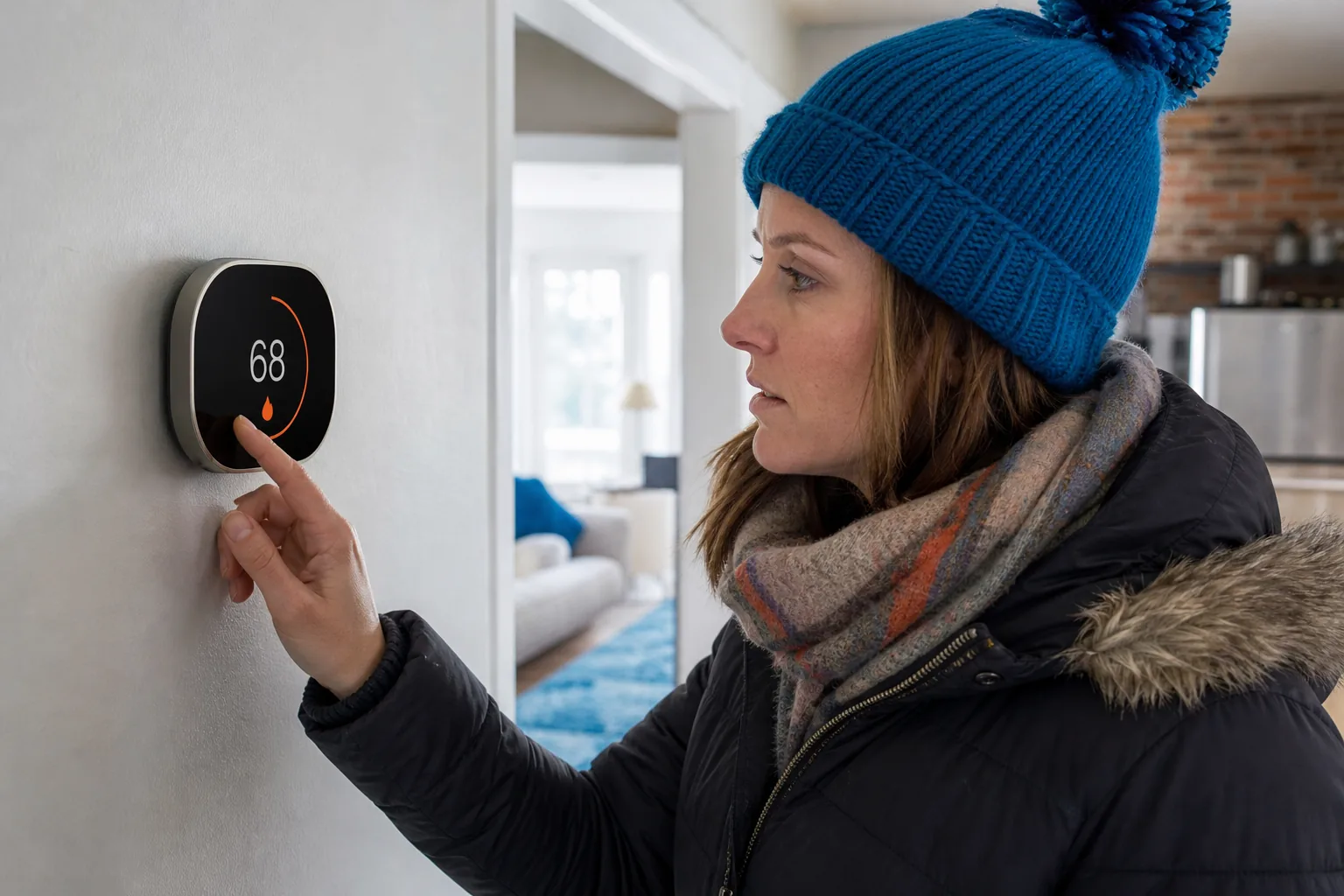 Thermostat showing a heat request while a home remains cold