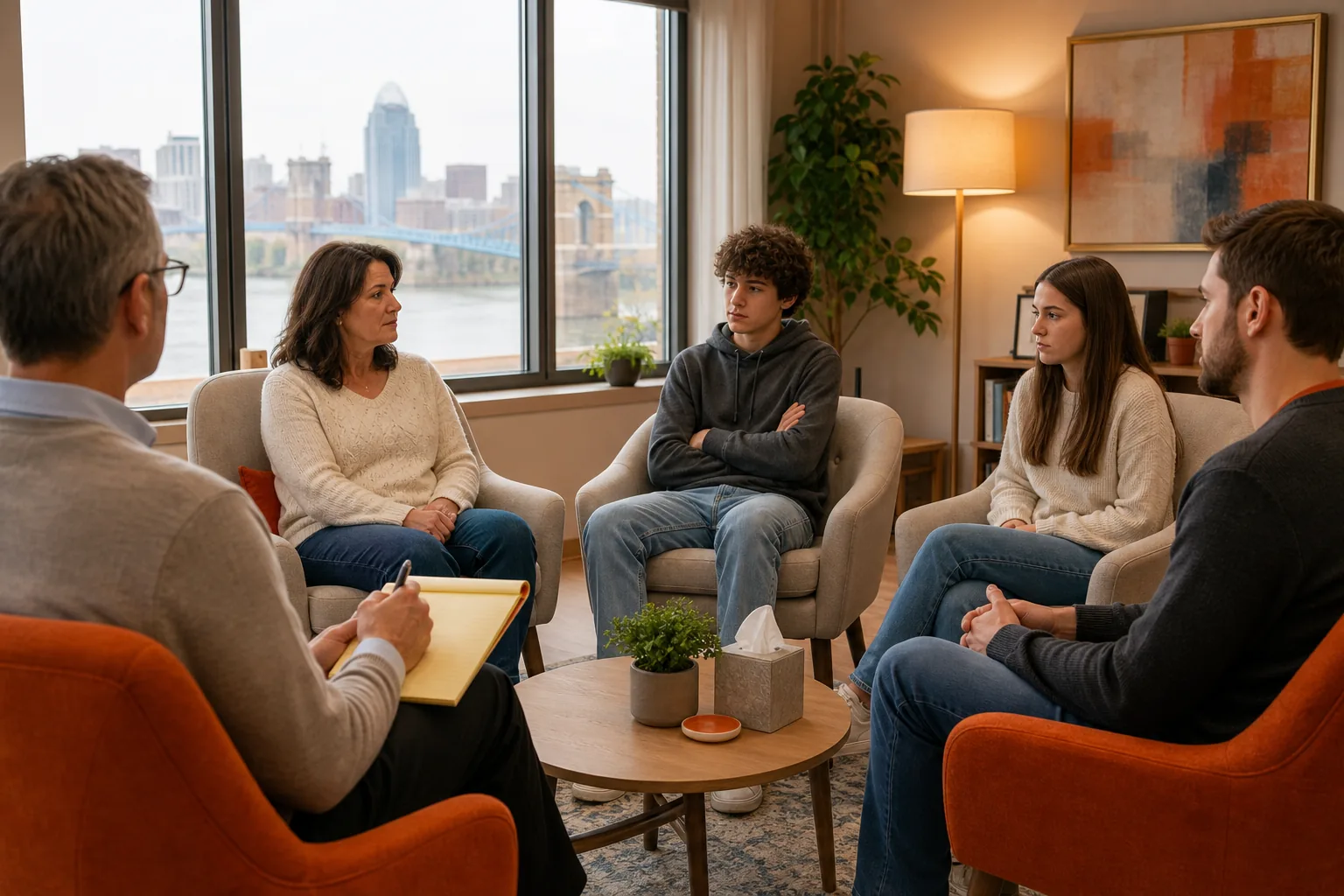 Family therapy group session setting in Cincinnati