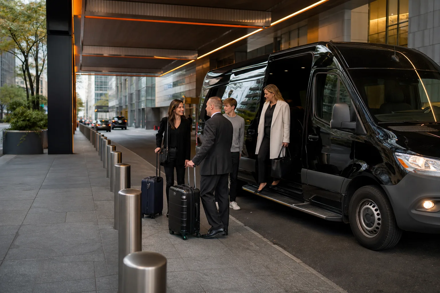 LaGuardia pickup area with signage