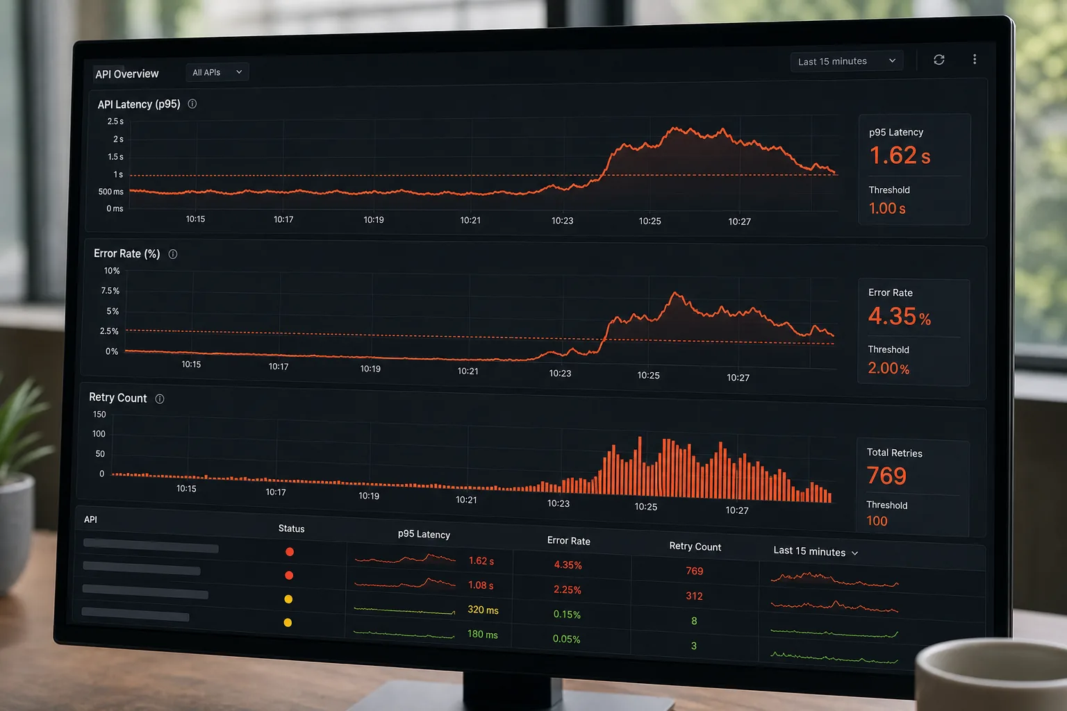 Api integration monitoring dashboard