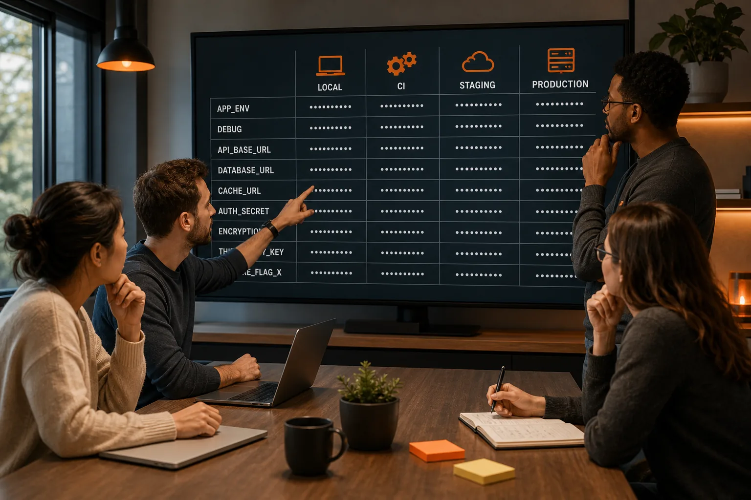 Secure environment variable names kept consistent across development and production.