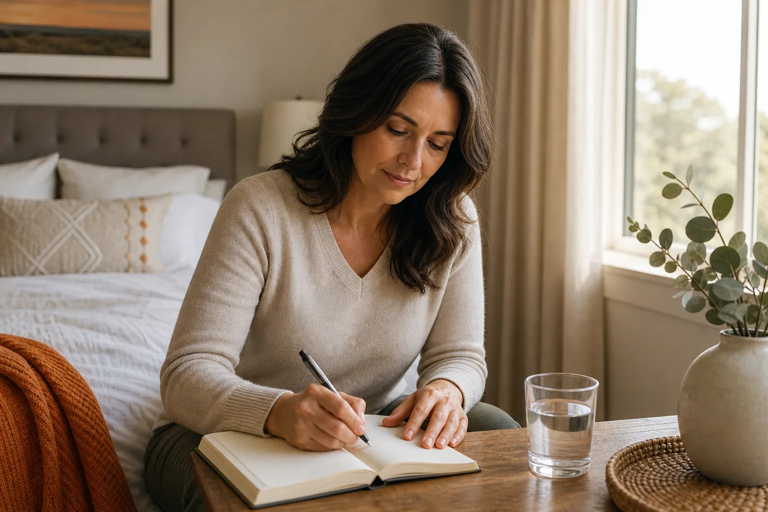 Woman tracking changes in desire and related symptoms in a private journal.