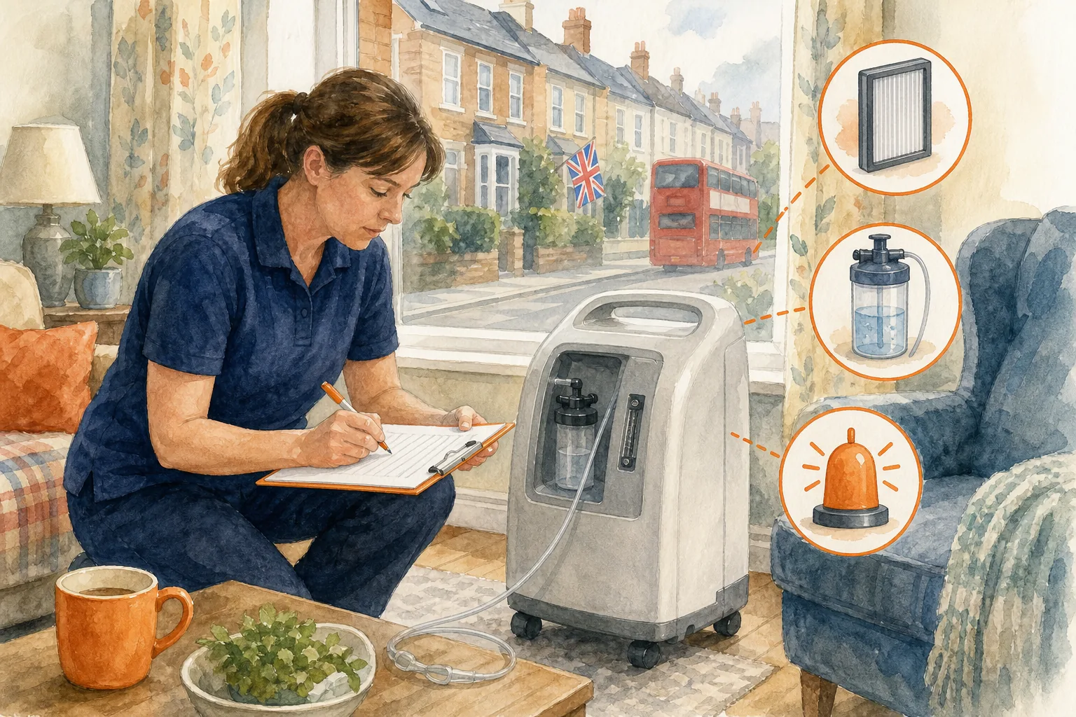 Simple maintenance log for oxygen concentrator caregivers