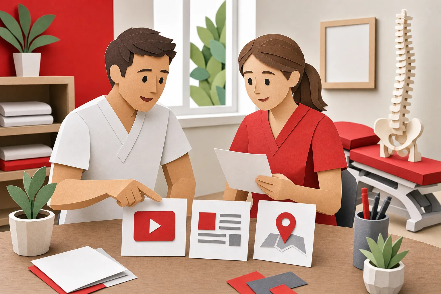 Chiropractic team planning useful local content to answer patient questions.