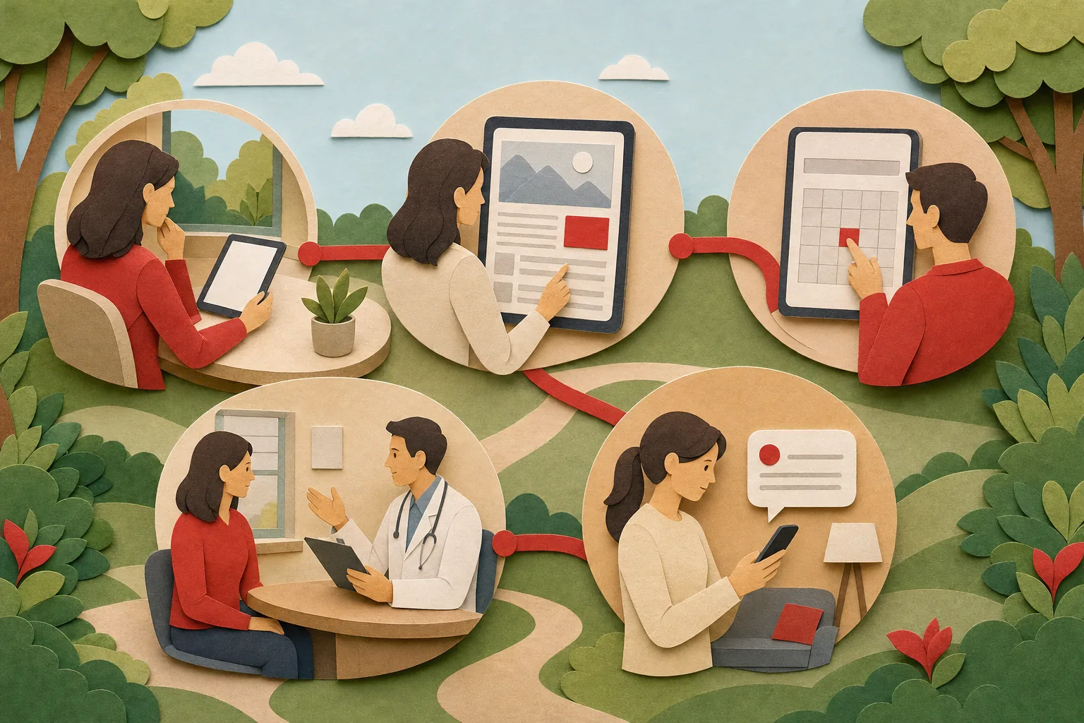 Patient journey stages in healthcare marketing from discovery through follow-up.