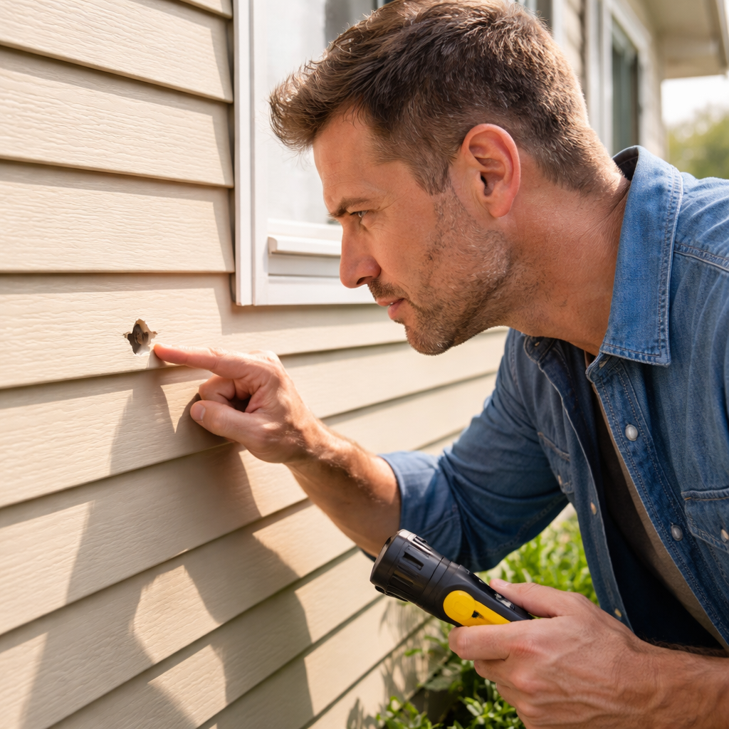 how to repair vinyl siding holes inspection