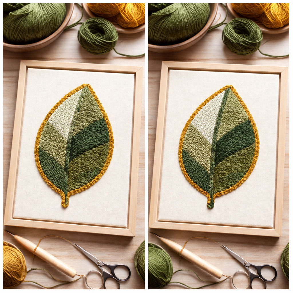 punch needle embroidery for beginners leaf pattern