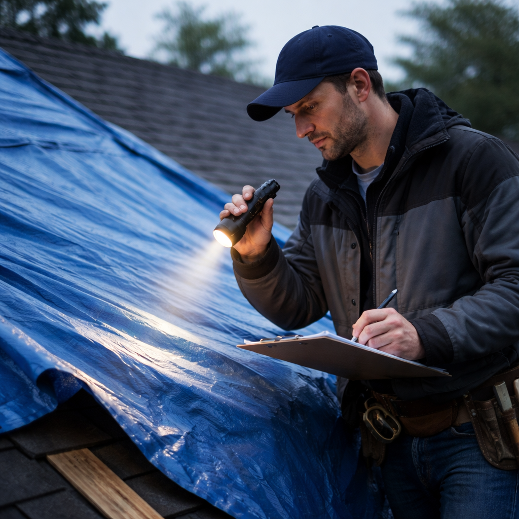 post‑tarp roof inspection for emergency roof tarping