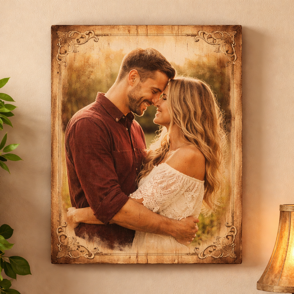 finished Mod Podge photo transfer displayed as wall art