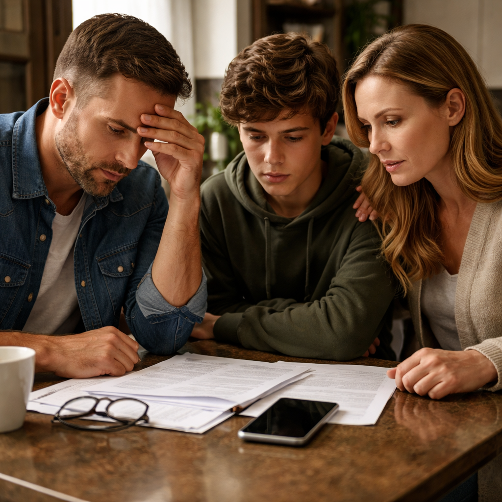 family assessing addiction signs and deciding to call professional intervention services