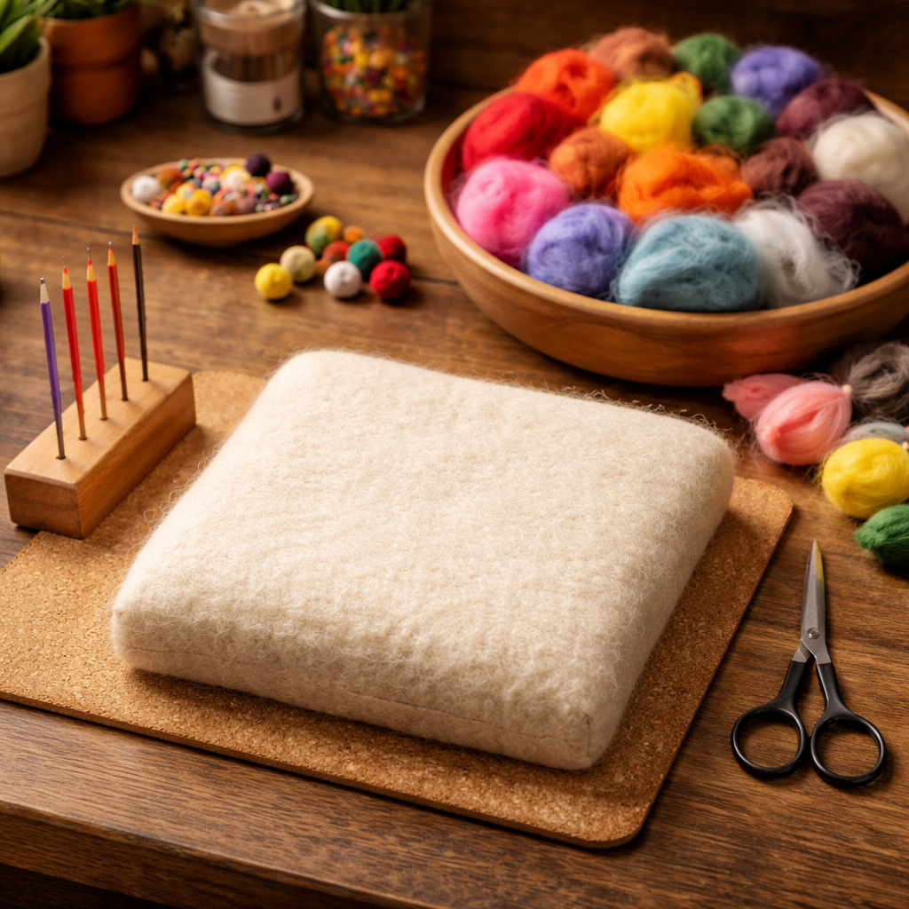 needle felting workspace setup