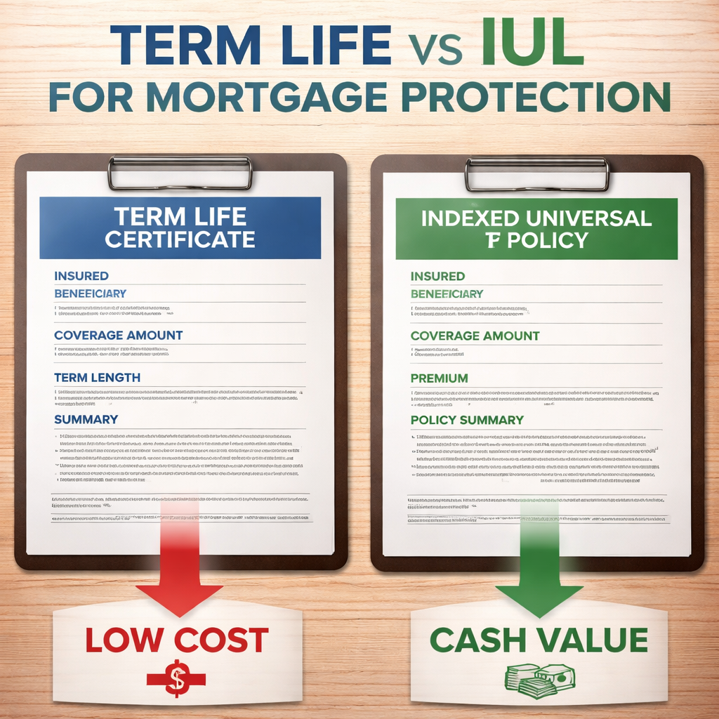 comparison of term life vs IUL for mortgage protection