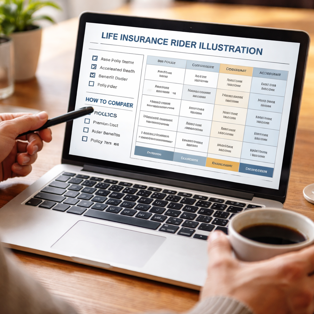 how to compare life insurance policies rider illustration example