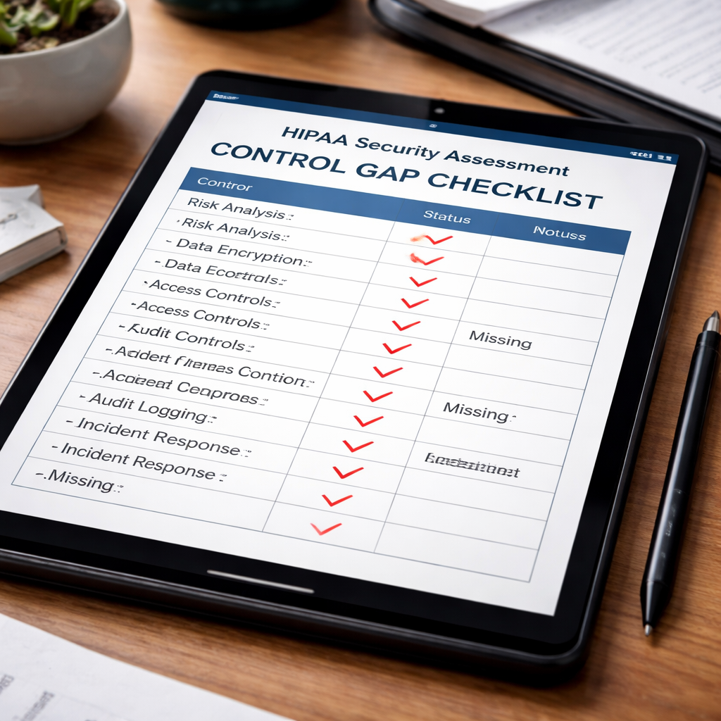 hipaa security assessment control gap checklist illustration