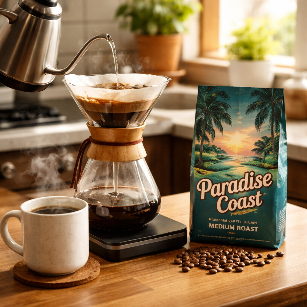 brewing paradise coast coffee beans usa pour‑over