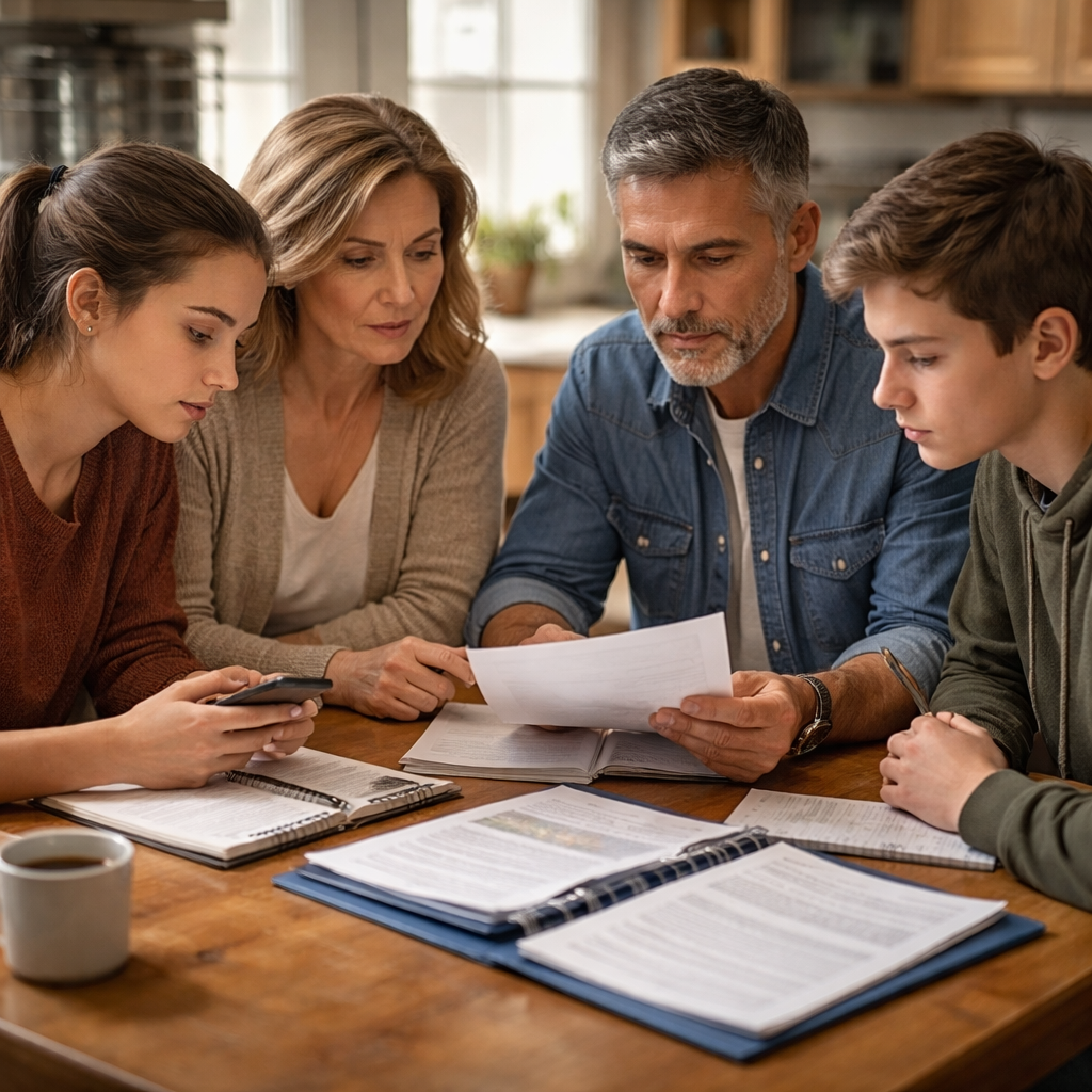 family gathering critical info for intervention plan