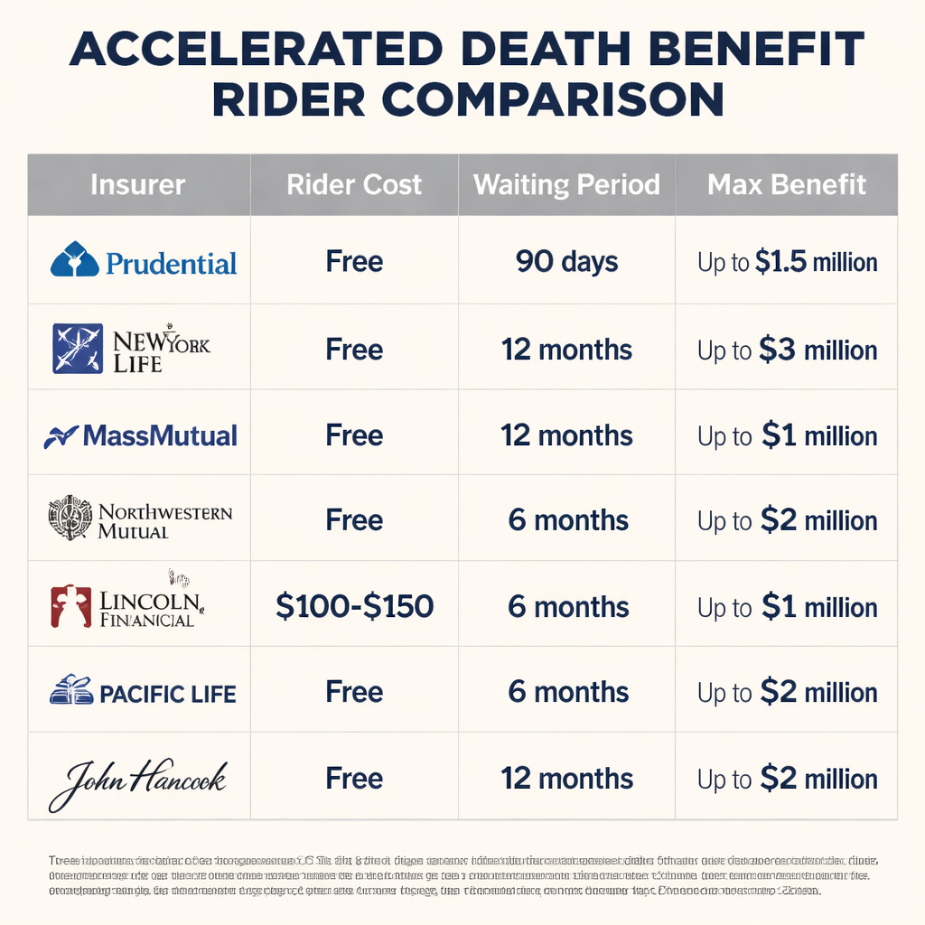 accelerated death benefit rider comparison chart.