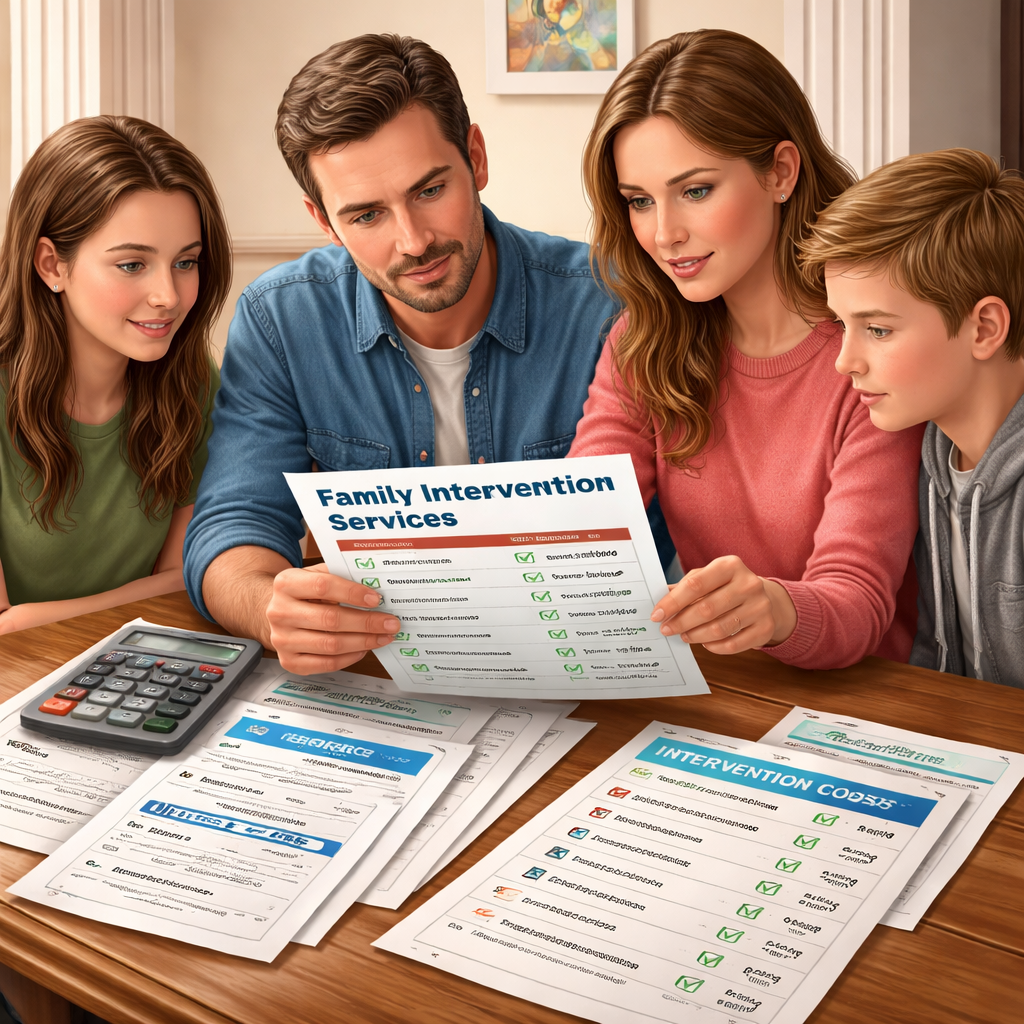 family reviewing intervention costs and insurance options.
