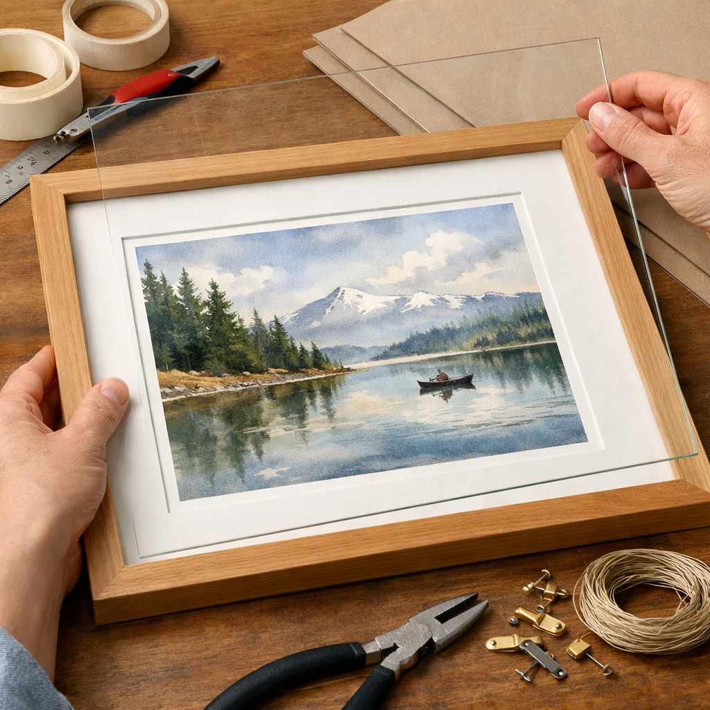 preserving a watercolor painting with framing materials
