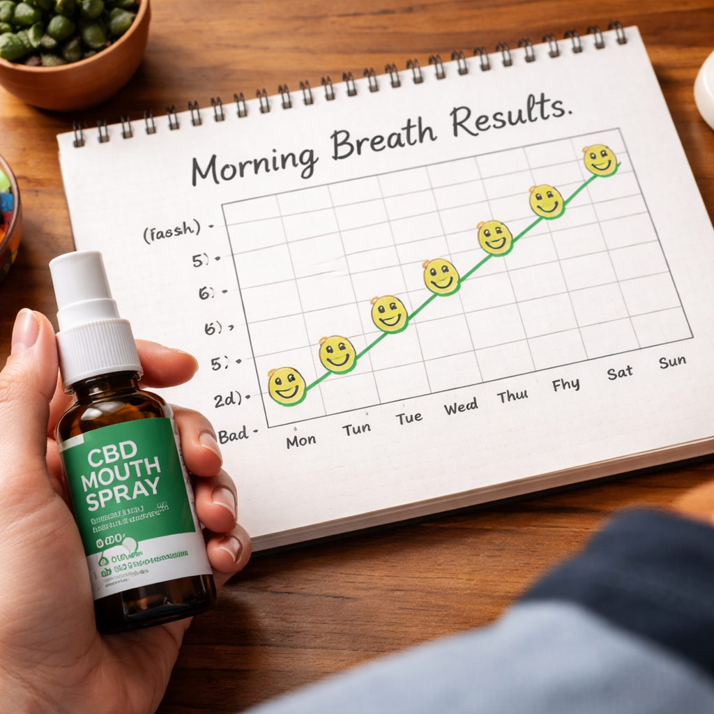 “Monitoring CBD mouth spray for morning breath results”.