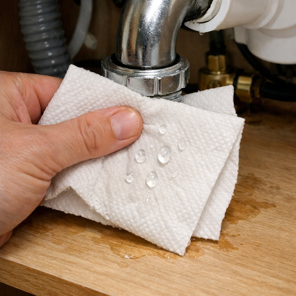 detecting leak under kitchen sink
