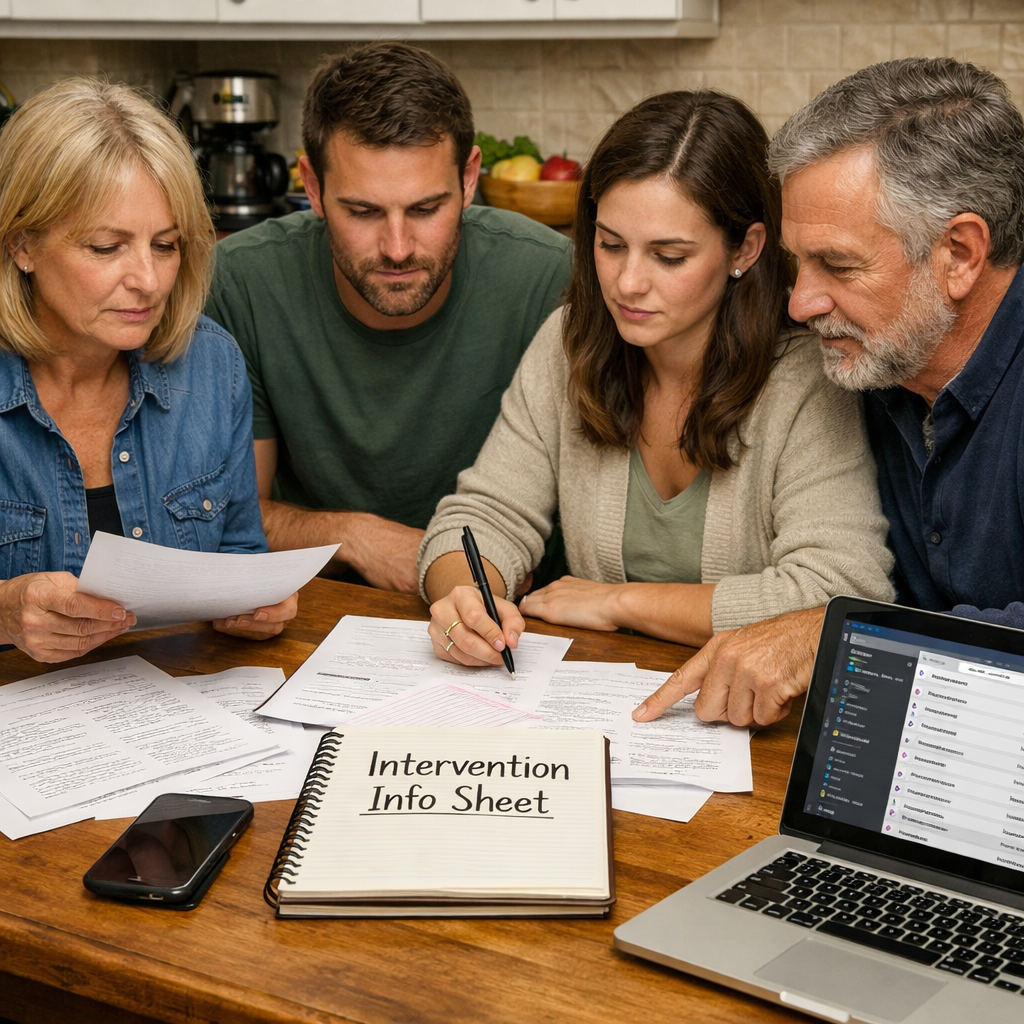 family gathering to compile intervention information