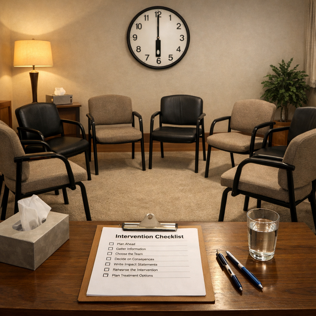neutral location setup for a family drug intervention