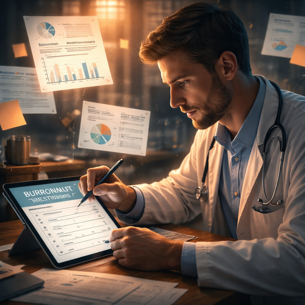 clinician gathering personal and work‑related data for burnout assessment