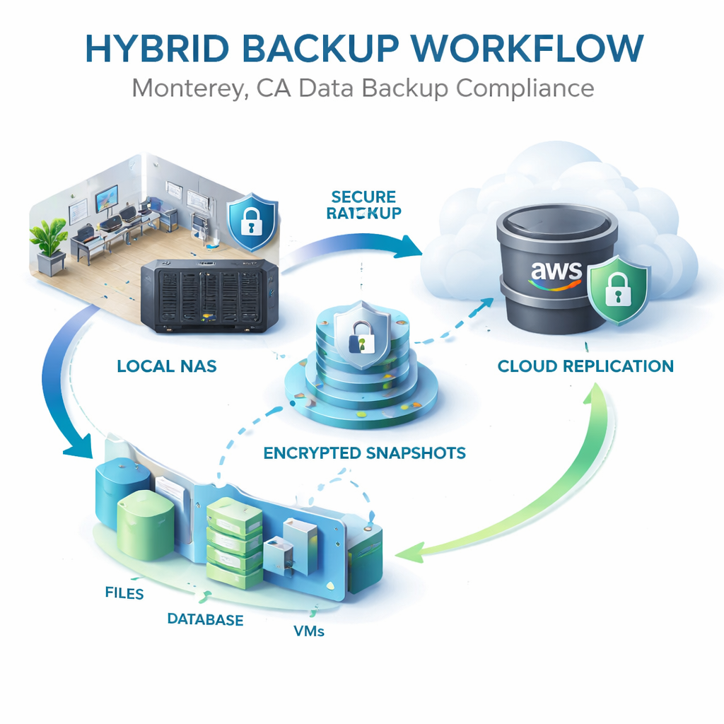 hybrid backup workflow for Monterey CA data backup compliance for small business