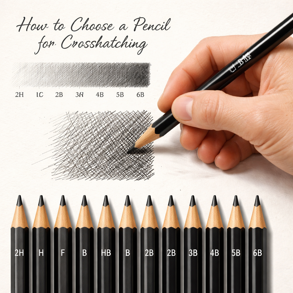 how to choose a pencil for crosshatching technique with realistic shading.