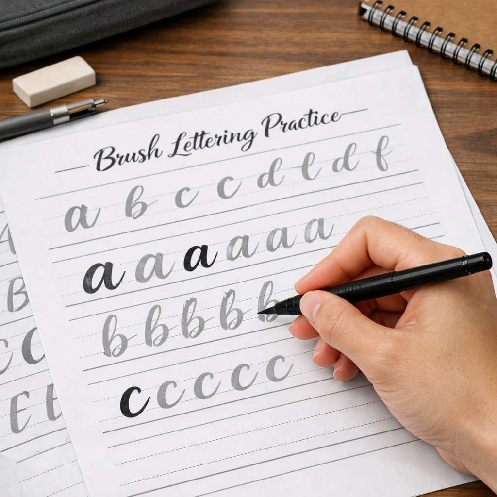 brush lettering practice sheets for guided exercises