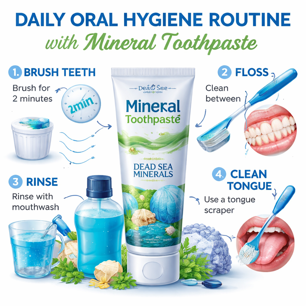 daily oral hygiene routine with mineral toothpaste