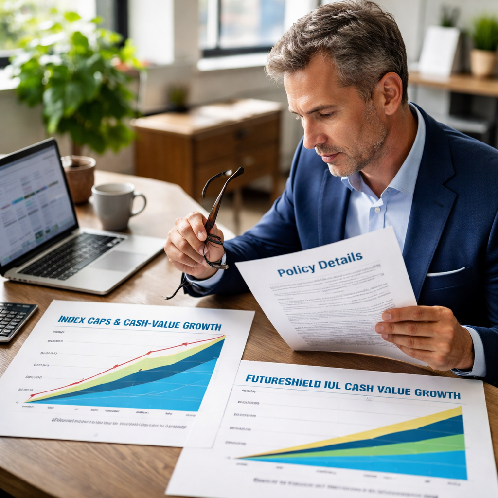 futureshield IUL cash value growth chart for business owners