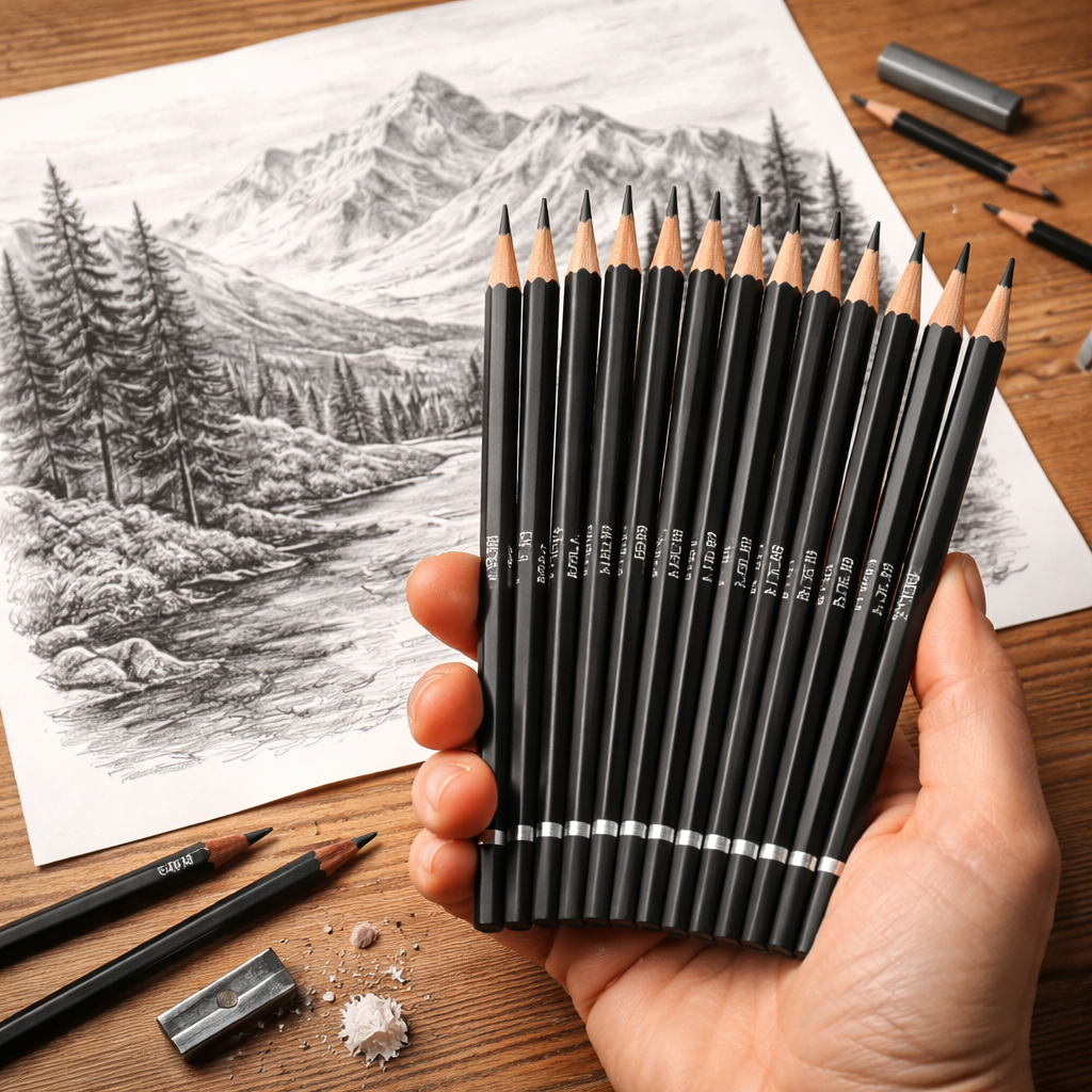 pencil grades for landscape drawing illustration