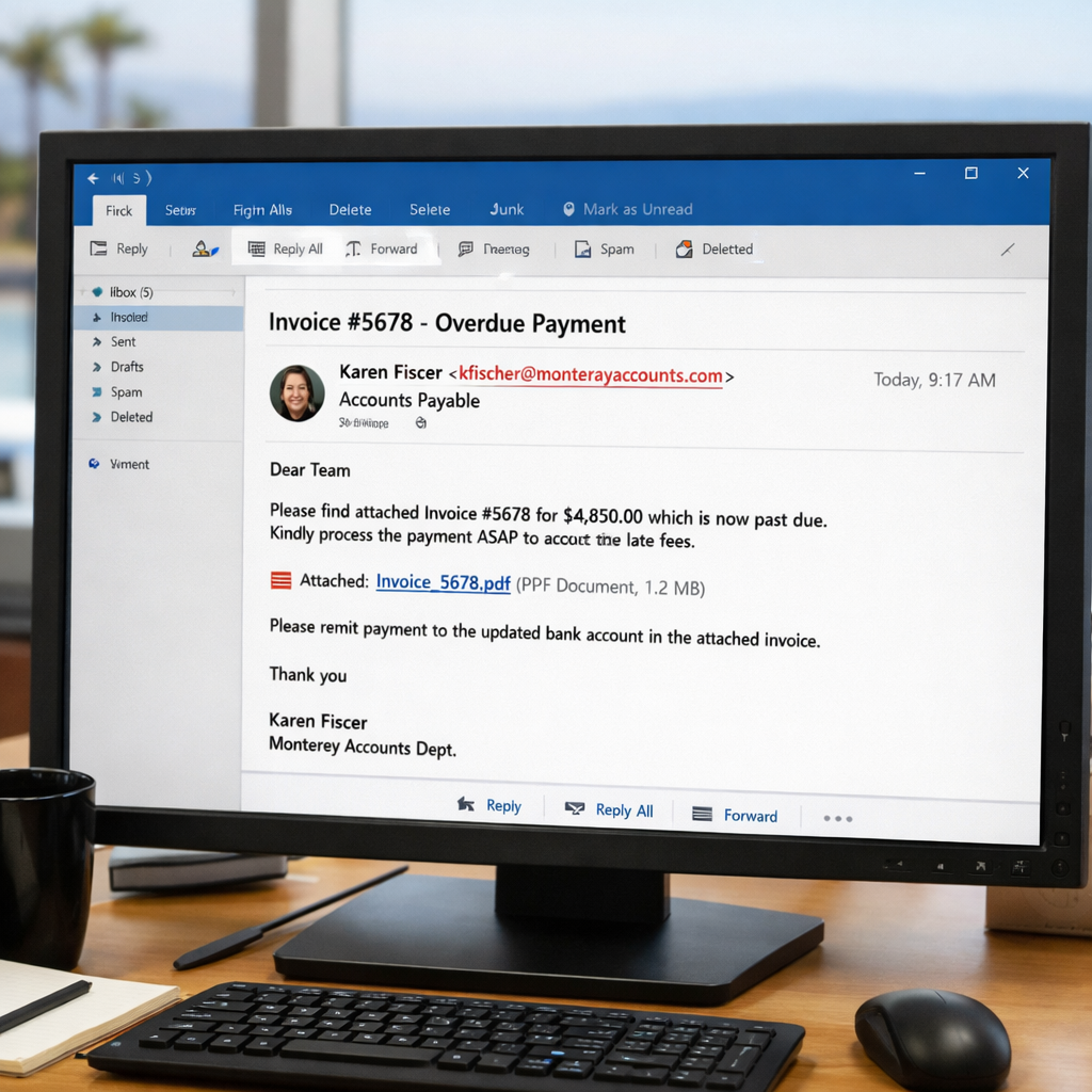 phishing simulation scenario example for Monterey SMBs