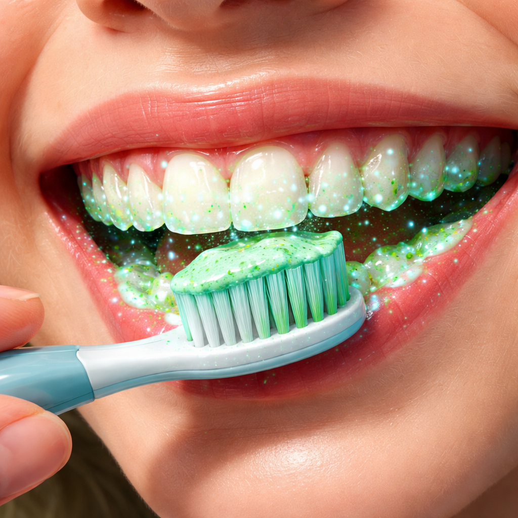 proper brushing technique with marine algae toothpaste
